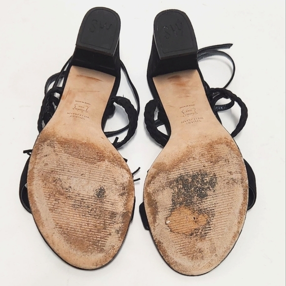 Stuart Weitzman Black Tasselmania Suede Block Heel Sandals - Picture 10 of 12